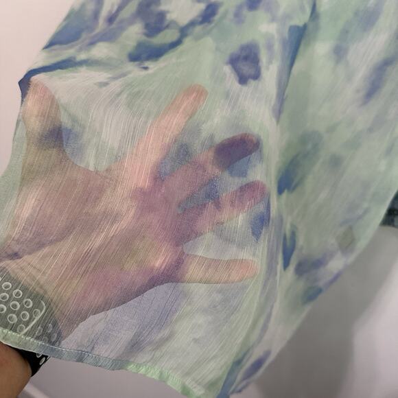 Adrienne Vittadini Sheer Tunic Top L Embellished Watercolor Swim Cover? NEW - Picture 5 of 10